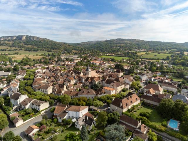Village de Cajarc vu du ciel