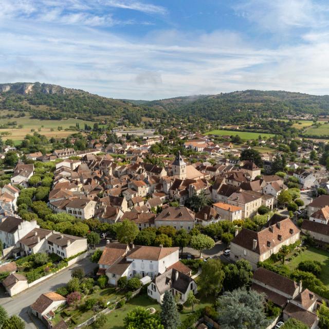 Village de Cajarc vu du ciel