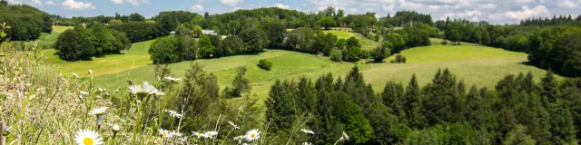 Paysage vallonné du Ségala, au printemps, dans le Lot.