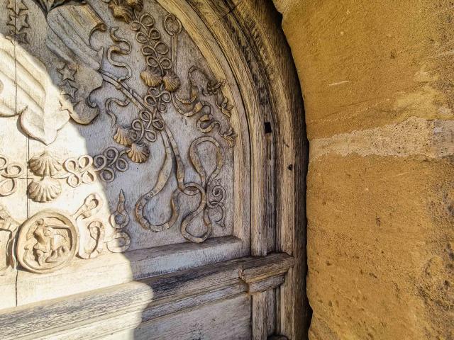 Carved wooden door