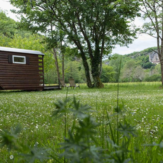 Vue depuis la roulotte - Camping Le Célé