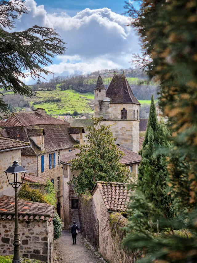 Vue printanière depuis les terrasses du Puy sur la Tour du Viguier du Roy.